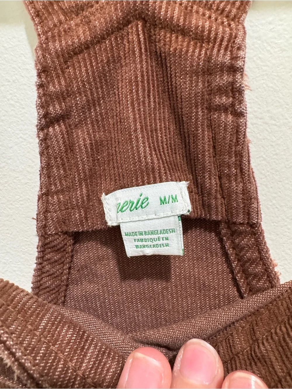 Aerie Brown Corduroy Cropped Overalls Utility Jumpsuit Raw Hem Medium - Picture 9 of 13